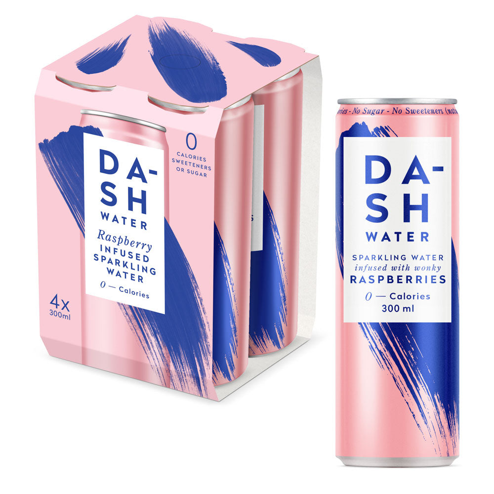Dash Water Raspberry Infused Sparkling Water Multipack - 4 x 300ml